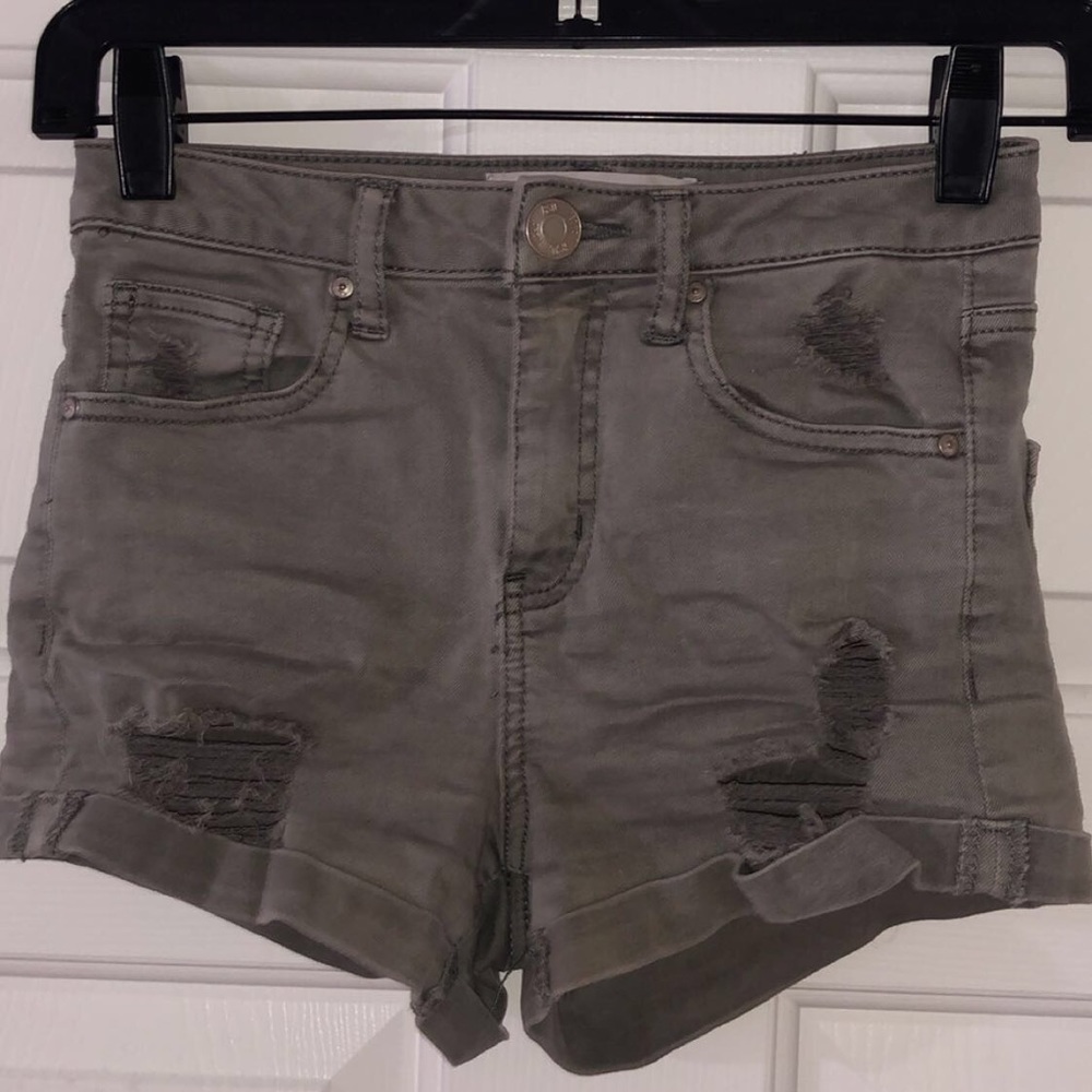 Olive/ Army green denim shorts
